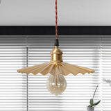 Modern Scalloped Hanging Ceiling Light | Stylish Black/Red Metallic Pendant For Bedside Brass