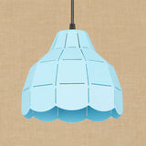 Modern Scalloped Dome Ceiling Pendant Light - Pink/White/Black Metal Hanging Lamp