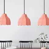 Modern Scalloped Dome Ceiling Pendant Light - Pink/White/Black Metal Hanging Lamp