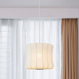 White Fabric Shade Pendant Light: Modern Hanging Ceiling Lantern With 1 Light Suspension