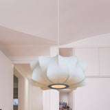 White Fabric Shade Pendant Light: Modern Hanging Ceiling Lantern With 1 Light Suspension
