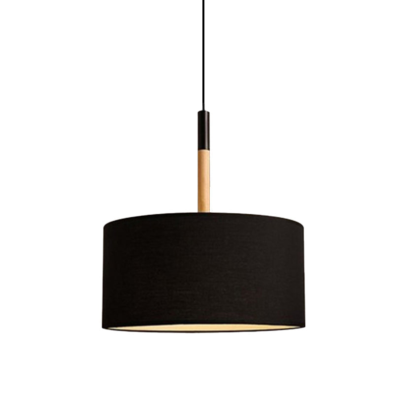 Simple Drum Pendant Light Kit - Fabric Shade 1 10’/16’ Dia In White/Black