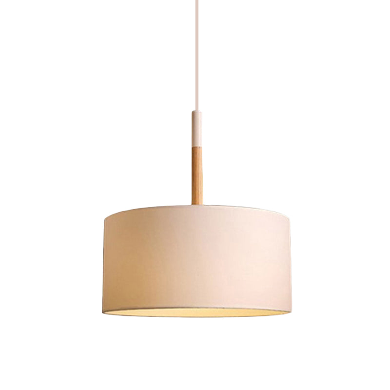 Simple Fabric Drum Ceiling Pendant Light - 10/16 Dia 1 White/Black Hanging Lamp Kit