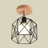 Contemporary Iron Wire Flush Mount Porch Light With Rotatable Head