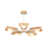 Modern Rotatable Trapezoid Chandelier Wood Pendant Light - Multi-Head For Dining Room