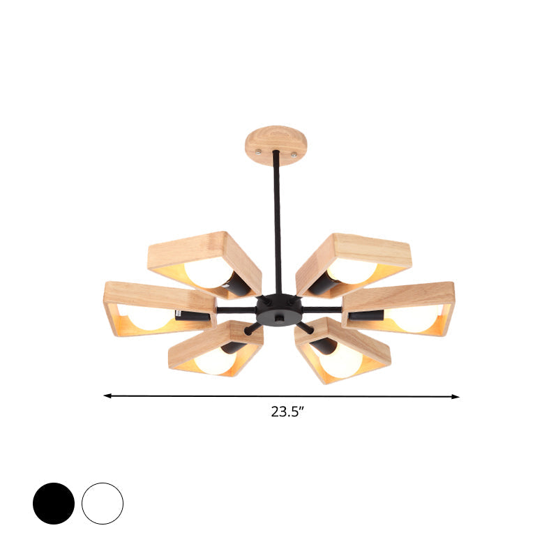 Modern Rotatable Trapezoid Chandelier Wood Pendant Light - Multi-Head For Dining Room