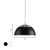 Domed Metal Pendant Lamp - Modern Style Ceiling Light White/Black 14/16/20.5 1 Bulb Ideal For Dining