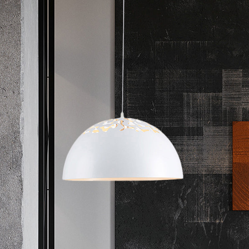 Domed Metal Pendant Lamp - Modern Style Ceiling Light White/Black 14/16/20.5 1 Bulb Ideal For Dining