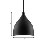 Industrial Dome Metal Pendant Light - 1 Hanging Ceiling For Restaurants 6.5’’/10’’ Dia Black