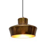 1-Light Brass Finish Hanging Pendant Light With Vintage Style Shade - Ideal For Restaurants