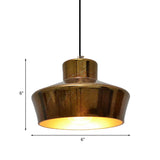 1-Light Brass Finish Hanging Pendant Light With Vintage Style Shade - Ideal For Restaurants