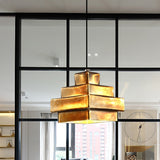 1-Light Brass Finish Hanging Pendant Light With Vintage Style Shade - Ideal For Restaurants