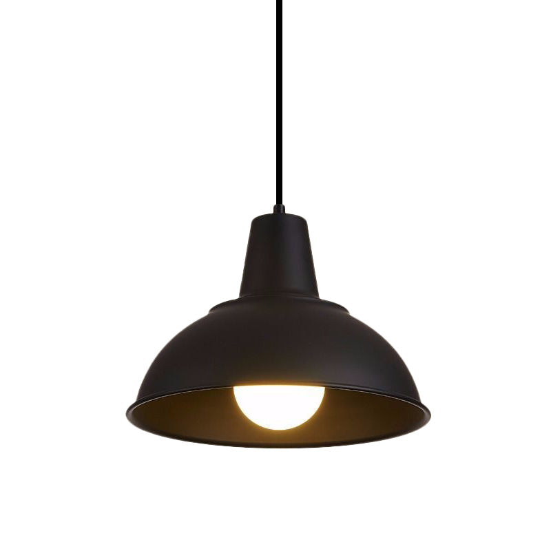 Vintage Domed Pendant Light With Metallic Finish And Hanging Cord In Black/White