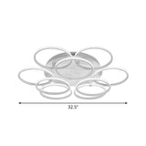 Minimalist Acrylic Semi Flush Ceiling Light For Living Room - Multi Ring Design 3/9/12 Lights White