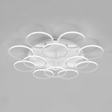 Minimalist Acrylic Semi Flush Ceiling Light For Living Room - Multi Ring Design 3/9/12 Lights White