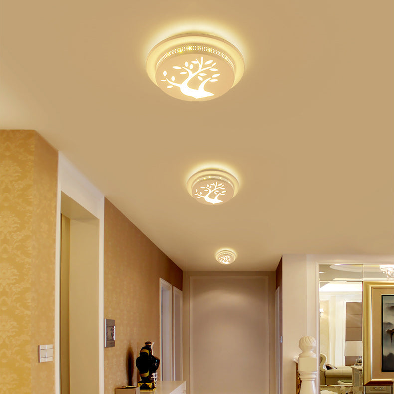 Modern Art Deco Flush Mount Ceiling Light For Hallway - Stylish Circular Acrylic Lamp