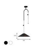 Modernist Orb Opal Glass Pendant Light With 2 Bulbs White/Black 10/14 Wide