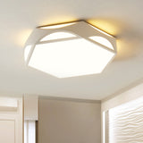 Hexagonal Led Ceiling Light With Acrylic Diffuser And Modern Black/White Iron Finish White