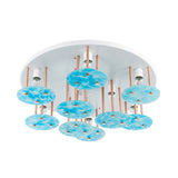 Blue Gradient Glass 9-Head Semi Flush Kids Ceiling Mount Light With White And Gold Finish