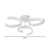 Simple White Led Ceiling Lamp - Acrylic Curve Design Bedroom Lighting With Warm/White Light