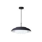 Black/Blue Macaron Wide Bowl Pendant Light With Inner Round Shade - Iron Dining Table Suspension