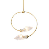 Minimalistic Clear Glass Swirly Flower Chandelier With Gold Finish - 2 Bulbs Hanging Pendant Light