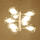 Modern Translucent Glass Double Bubble Chandelier With 9 Bulbs.