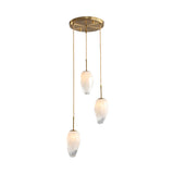 Modern Cluster Pendant With Frosted White Glass And Gold Finish For Stone Dining Tables