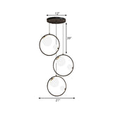 Black Orb Pendant Ceiling Light With Opal Glass Shade And Ring - Modernism 6-Light Multi