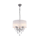 Simple Style Drum Living Room Chandelier With Crystal Drops - 4-Light Chrome Pendant Light Fixture
