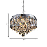 Contemporary Crystal Drop Chandelier In Chrome With 4 Lights For Living Room