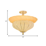 Gold Led Industrial Crystal-Encrusted Semi Flush Ceiling Light
