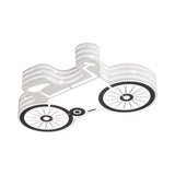 White Flushmount Iron Kids Led Ceiling Light With Recessed Diffuser - Ideal For Bicycle Child