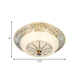 Contemporary Crystal Ceiling Light With White Bowl Shade - Led Flush Mount For Bedroom (16/19.5
