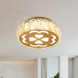Prismatic Crystal Chrome Ceiling Flush Floral Pattern Led Mount Light Fixture
