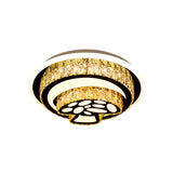 Modern Led Flush Mount Ceiling Light With Crystal Inlaid Loving Heart Flower And Mushroom Design -