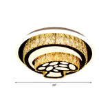 Modern Led Flush Mount Ceiling Light With Crystal Inlaid Loving Heart Flower And Mushroom Design -