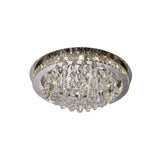 Modernist Nickel Led Ceiling Flush Light With Crystal-Encrusted Beveled Cut Circles And Drops