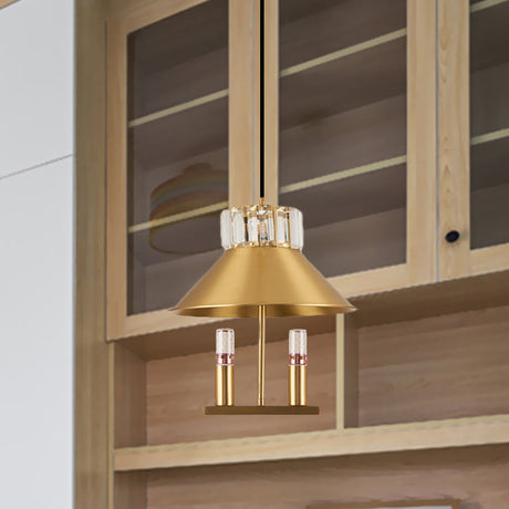 Simple Crystal Embedded 1-Light Brass House Pendant Light - Bedroom Hanging Lamp Kit