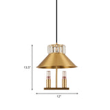 Simple Crystal Embedded 1-Light Brass House Pendant Light - Bedroom Hanging Lamp Kit