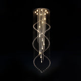 Chrome Finish Crystal Bead Spiral Waterfall Flush Mount Lamp - 5-Head Stairway Fixture