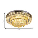Crystal Faceted Cut Ceiling Flush Mount Led Light In Chrome For Modernist Living Room