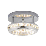 Polished Chrome Donut Ceiling Lamp With Simple Crystal Led Flush Mount Fixture In Warm/White Light -