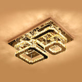 Contemporary Led Crystal Insert Ceiling Lamp With Chrome Finish