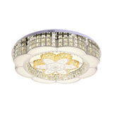 Led Crystal Flush Mount Ceiling Light In Chrome Modern Flower Design 23.5/31.5 Wide