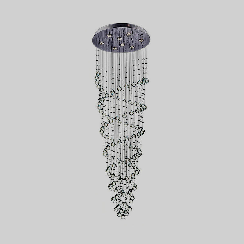 Modern Crystal Beaded Flush Mount Chandelier With 8 Lights In Chrome Finish