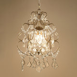 Modern Scrolling Hanging Lighting 1 Head Crystal Swag Suspension Lamp - Gold