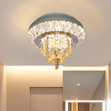 Modern Crystal Chrome Led Flush Mount Ceiling Fixture With Layered Design Available In 11 And 23.5