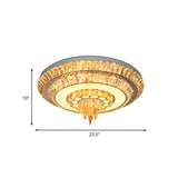 Modern Crystal Chrome Led Flush Mount Ceiling Fixture With Layered Design Available In 11 And 23.5
