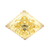Modernist Crystal Led Ceiling Fixture With Scalloped Square Design Sleek Flush Mount Lighting For
